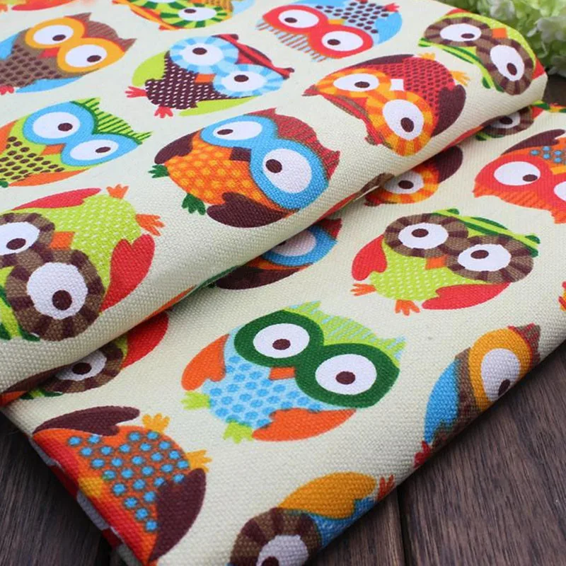 

2016 New Owl twill Fabric 50X150CM New cartoon fabric Cotton Linen Fabric for DIY Sewing Quilting Textiles Cloth