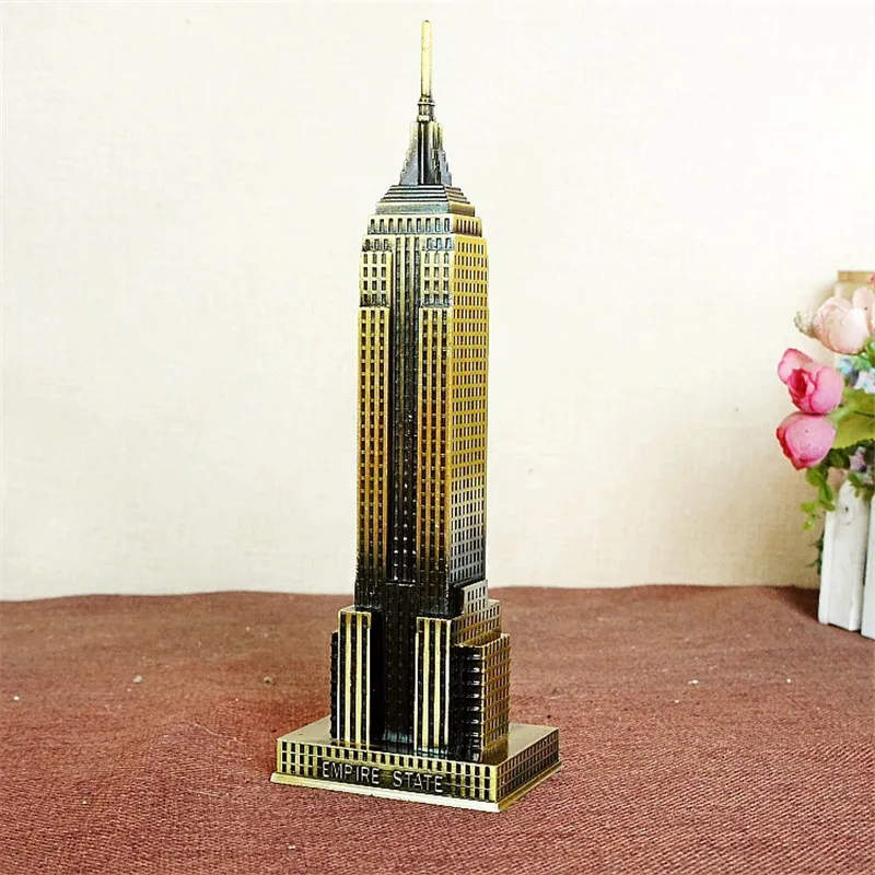 Металлические 3D знаменитые эмпир State Building бронзовые ремесленные башни miniaturas статуя украшения подарок домашнее Настольное Украшение Аксессуары - Цвет: S 18 CM