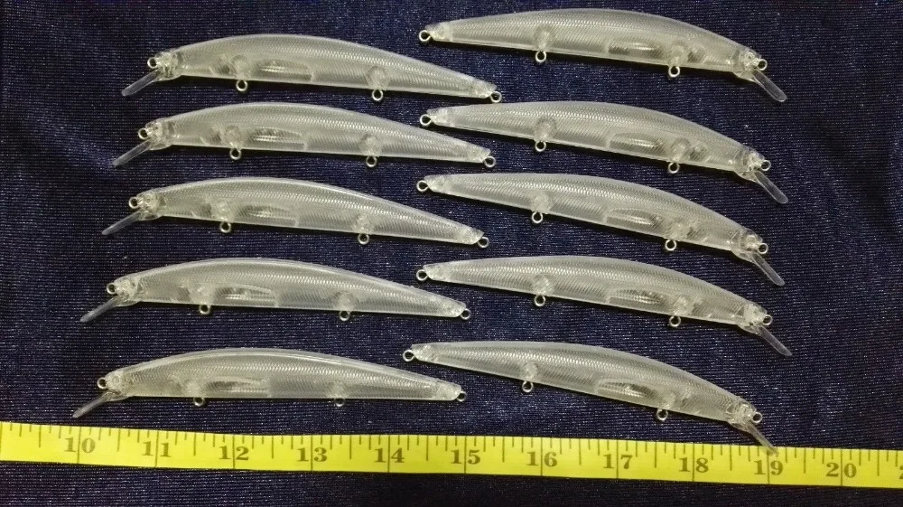 10pcs Unpainted Minnow Hard Baits Fishing Lure Bodies 5 Inch 1/3 OZ