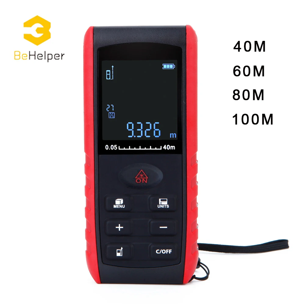 

BeHelper Digital Handheld Laser Rangefinder Distance Meter 40m 60m 80m 100m , Laser Tape Measure Range Finder Tester Tool
