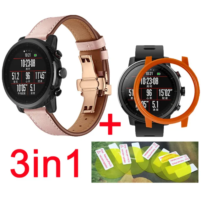 3in1 For Xiaomi Huami Amazfit Stratos 2 Leather smart watch bands ...