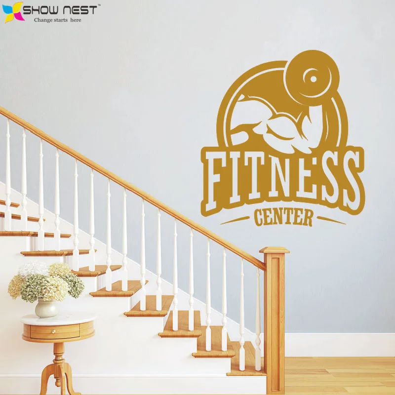 2016 HOT Fitness Center Wall Vinyl Decal Gym Wall Art Poster Gym & Living Room Wall Murals Home ...