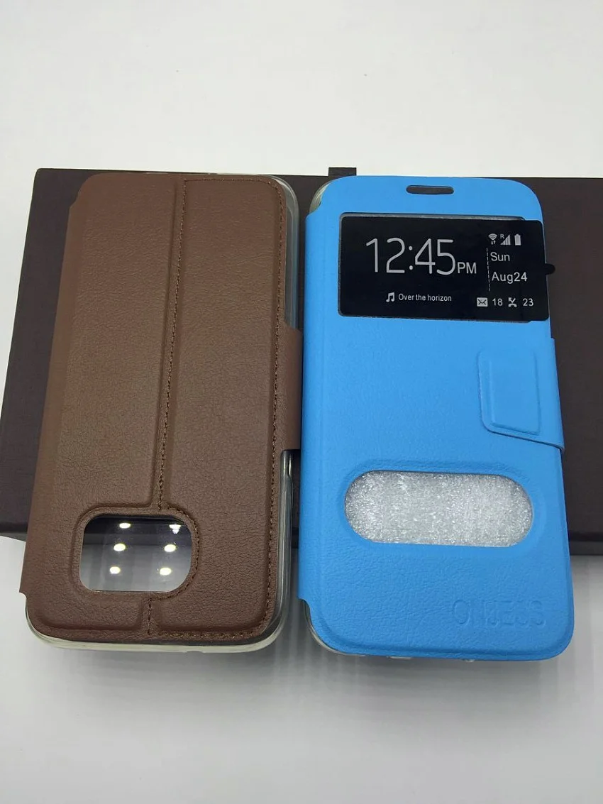 PU Leather Flip Luxury Phone Case For Samsung Galaxy S7 S7 Edge Clear View Back Cover Capa (24)
