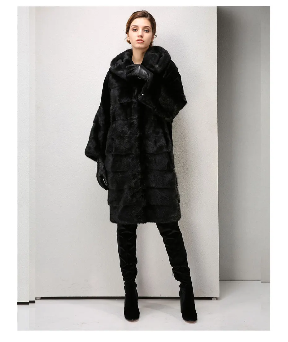 Зимние модные высококачественные женщины норковую пальто длинные пальто с мехом удобные норки пальто с мехом воротник-стойка пальто Зимний дворец