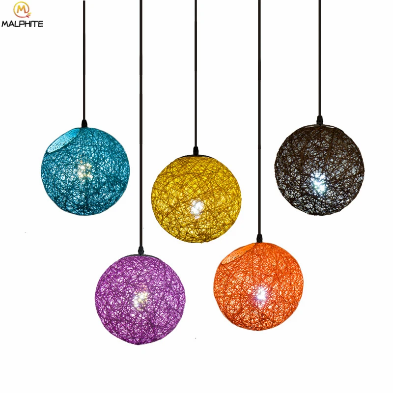 Скандинавский ротанговый шар светодиодный подвесной светильник Cofe ресторанный