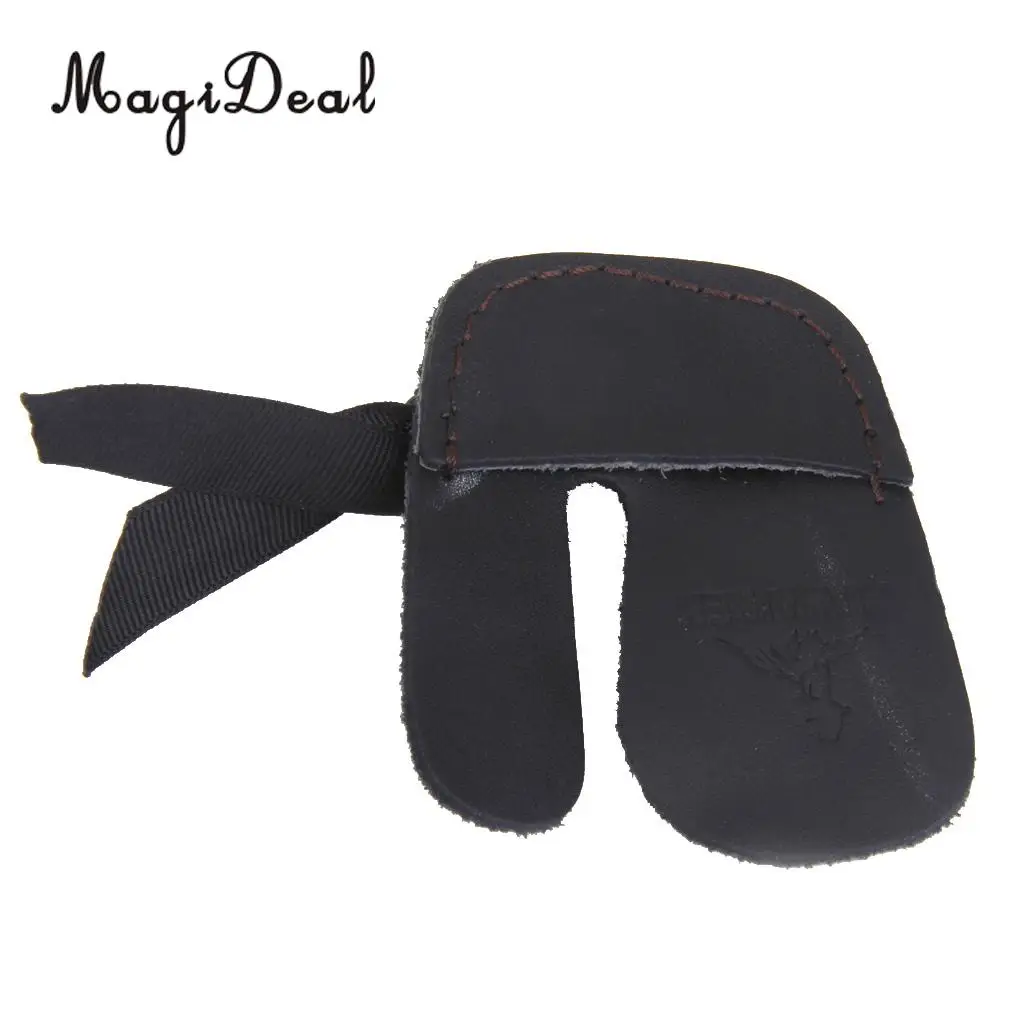 MagiDeal Durable Soft Cow Leather Protection Finger Tab Shooting Archery Glove Supplies for Bow Hunting Outdoor Finger Protector