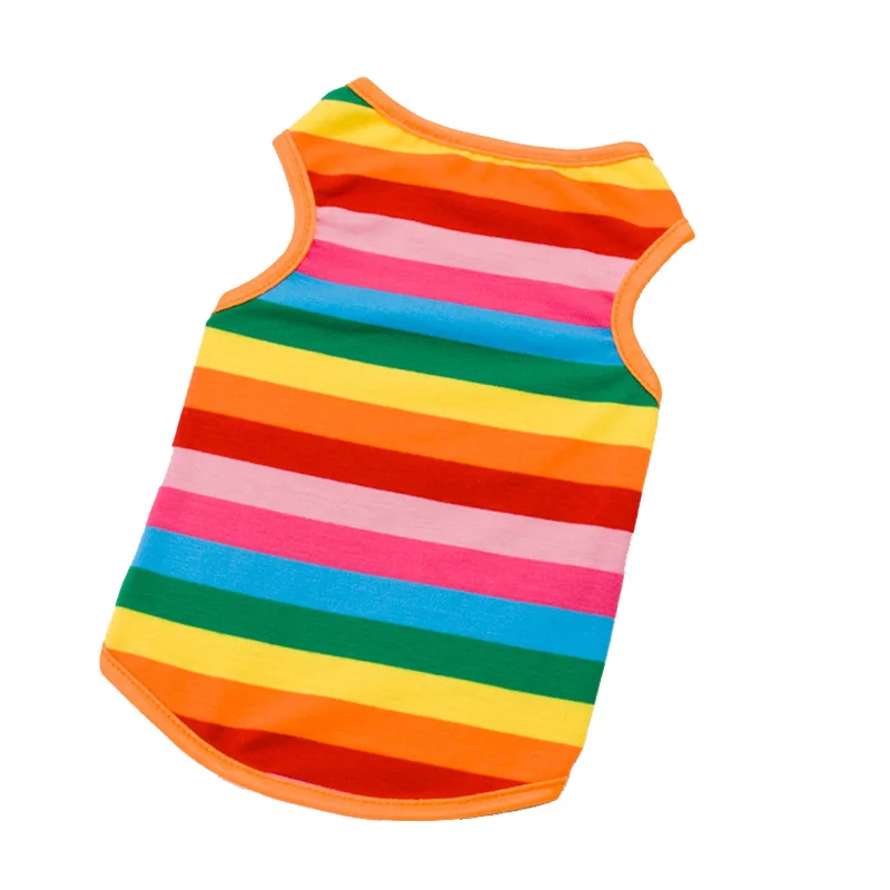 

VUGSUCE Stripe Dog Vest Cooling Clothes Summer for Small Dogs Rainbow Dog Shirt Coat Costume for Puppy Chihuahua Pet Supplies