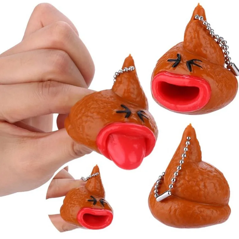 

New Funny Poo Emoji Emoticon Toy Keychains Pop Out Tongues Novelty Fun Little Tricky Prank Antistress Toy for Kids or Children