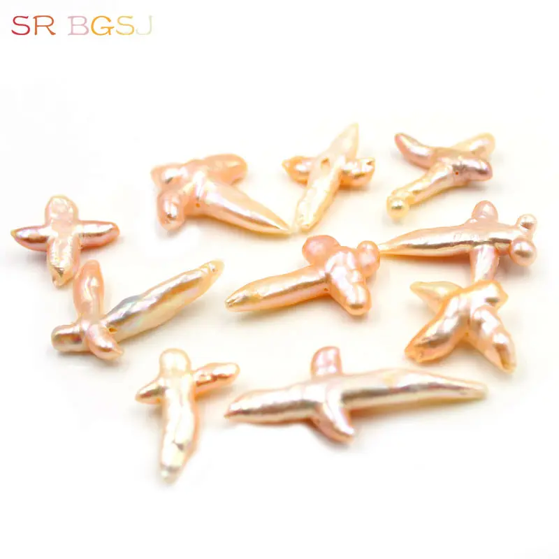 

Free Shipping 10pcs/lot 20-25x30-40mm Natural Freshwater Large Big Cross Pearl Sideways Loose Beads 15"