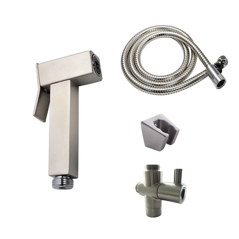 Brushed Nickel Stainless Steel Toilet Handheld Bidet Sprayer Kit with
