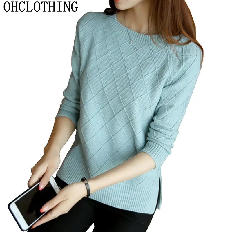 

OHCLOTHING In the spring of 2018 new women's long sleeved Pullover female loose knit short shirt coat blouse