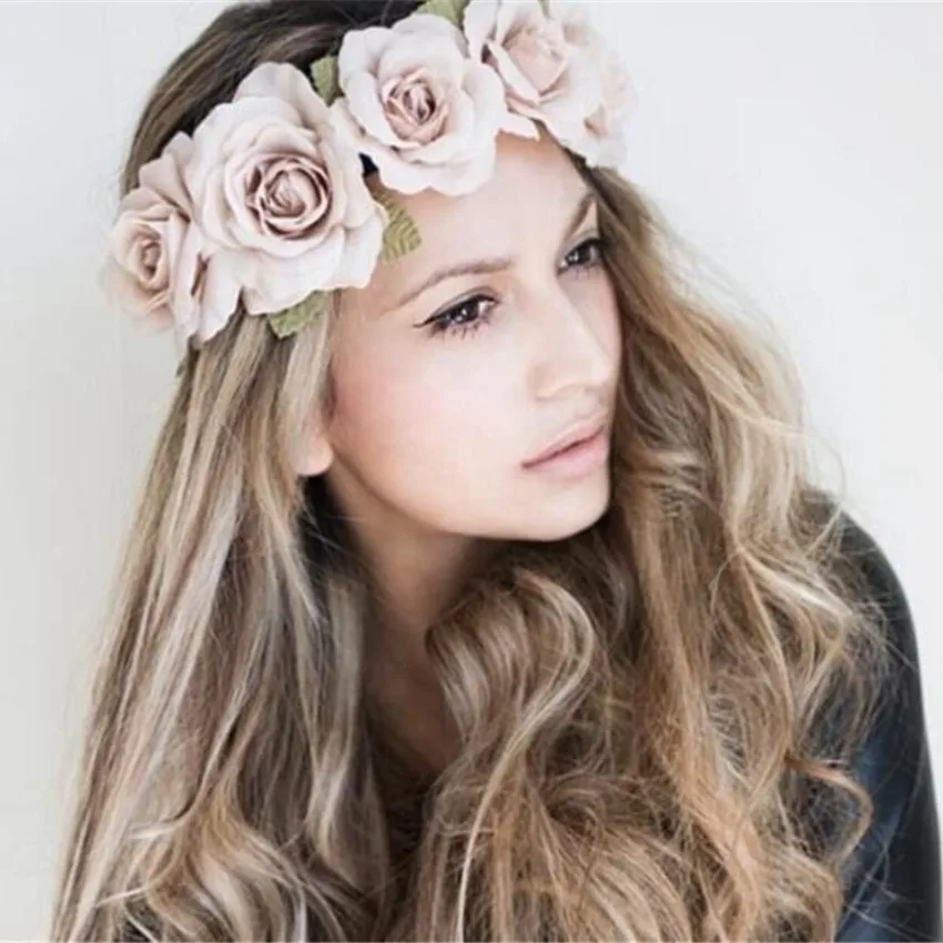 

New High Quality Peony Women's Bohemian Floral Headbands Flower Garland Summer Hair Band Scrunchy Hair Band
