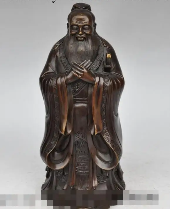 S4900 11&quotchinese bronze Confucian school Thinker Politician Educators Confucius statue | Дом и сад