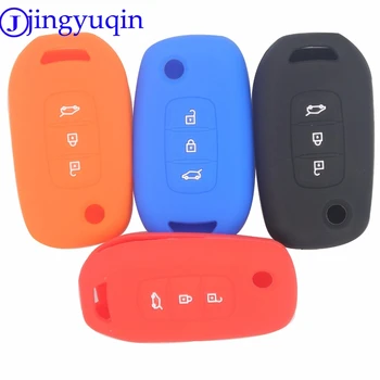 

jingyuqin 10ps Silicone Remote flip Car Key Case Cover For Renault Megane 3 Buttons protect Holder Accessories