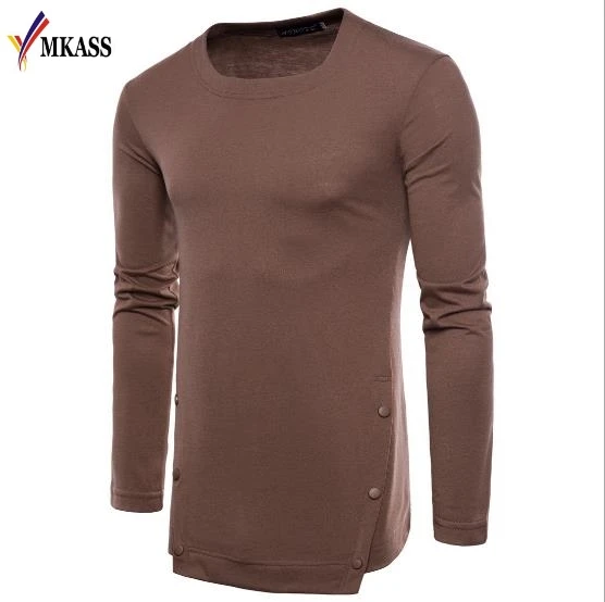 2018 Mens Fashion Casual T-Shirt Slim Hip Hop Long Sleeve Men T Shirts Male Homme Fit Tops Tee 5 Colors
