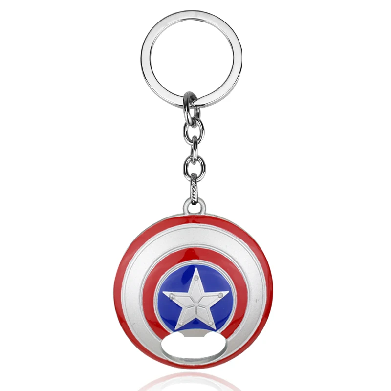 

MQCHUN DC Comics Jewelry The Avengers Captain America Shield Keychain 2 Use Bar Beer Bottle Opener&Key Ring Key Chains