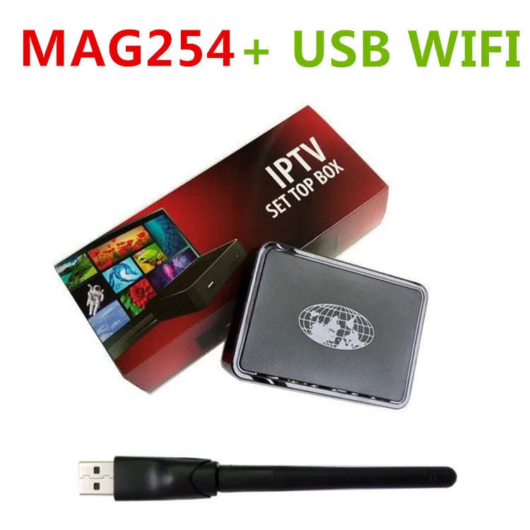 IPTV set top box MAG254 with USB wifi linux system MAG 254 not include IPTV account mag254 set