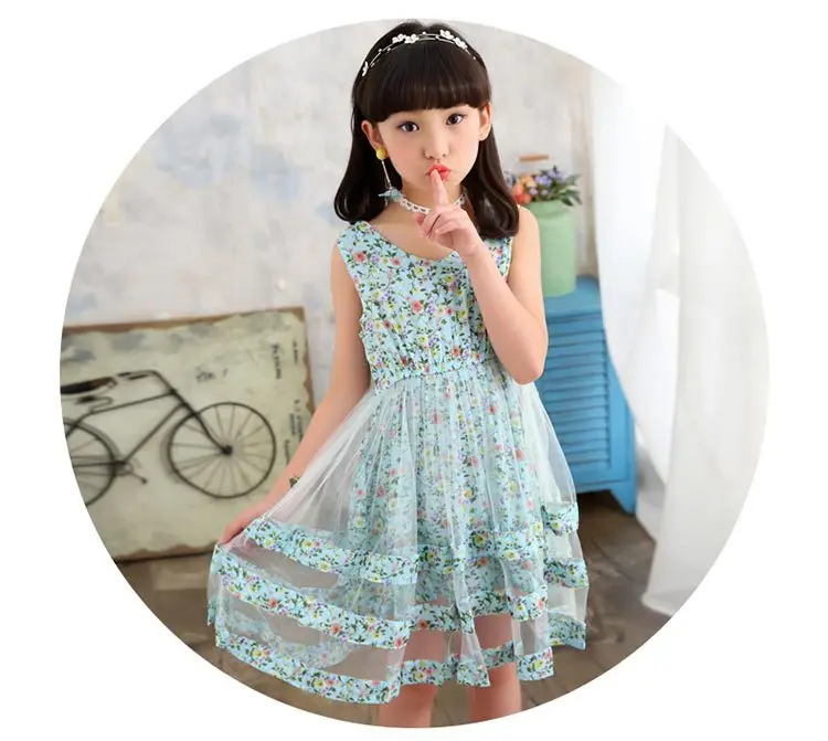 Fashion Flower Girls Dress 2018 Summer Cute Sleeveless Kids Clothes Elegant Tulle Princess Children Dresses For Girls Costumes (18)