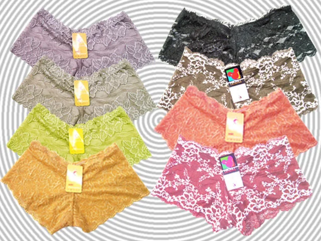 

BK Random Color Delivery Colorful Women's Lace Floral Knickers See Through Briefs Bamboo Fiber Lingerie Underwear