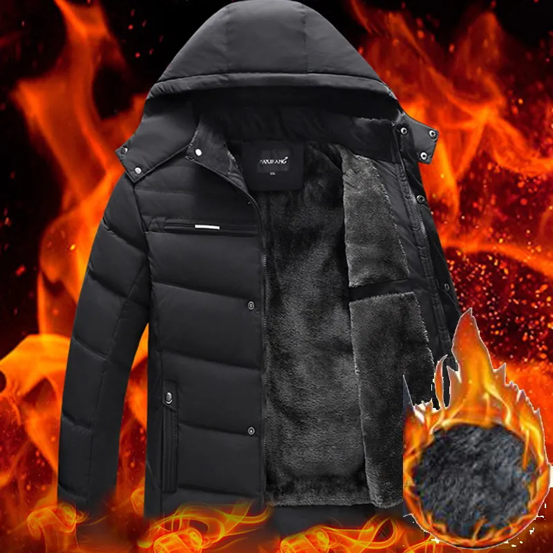 

Men Winter Jacket XL 2XL 3XL 4XL Thick Warm Parka Fleece Fur Hooded Military Jacket Coat Pockets Windbreaker Jacket Men MY04