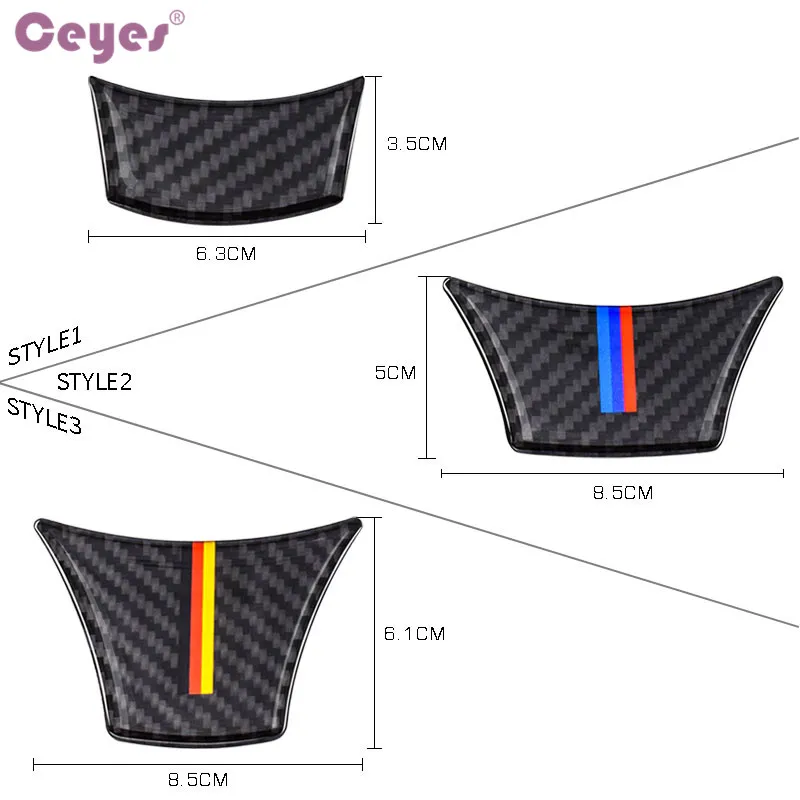Ceyes углеродное волокно автомобильный Стайлинг руль наклейка Чехол для Bmw M Sport Stripe 5 серии E60 F10 F11 F18 528LI 535 аксессуары