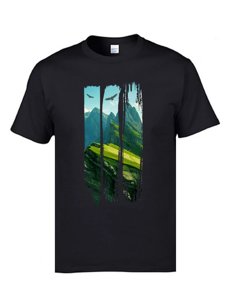  Casual Tops & Tees Faddish Short Sleeve Mens T Shirts TpicOriginaltitle Leisure Summer Tee Shirts Round Neck Drop Shipping Mountain Landscape black