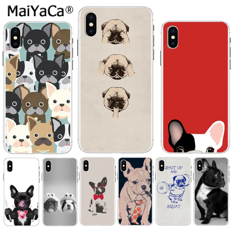 MaiYaCa милые аксессуары для телефона с французским бульдогом чехол Apple iPhone 8 7 6 6S Plus X