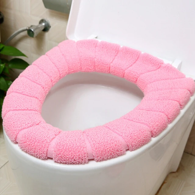 O shape Bathroom Toilet Seats Cover Warmer Thick Knitted Pumpkin