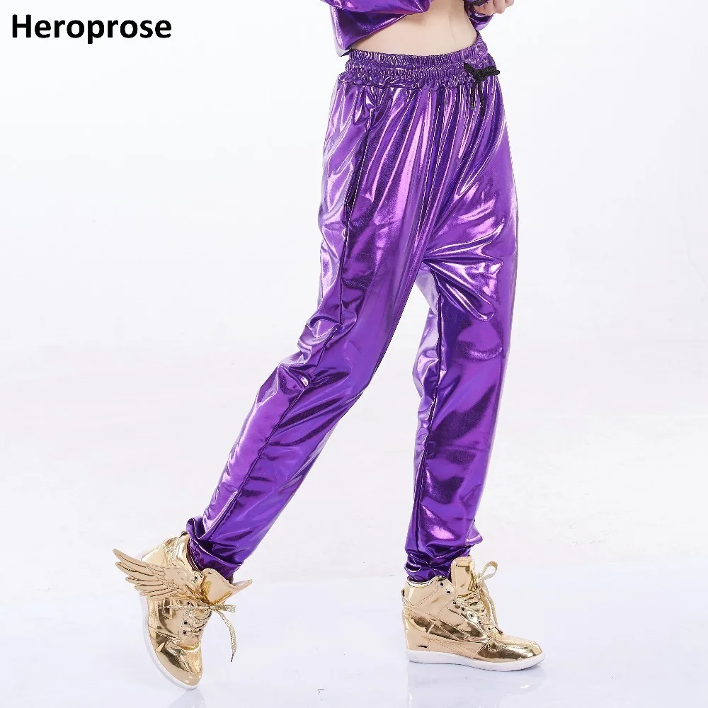

Heroprose New Fashion trouser for women stage dance club street wear wide leg loose long bloomers purple hip hop harem pants