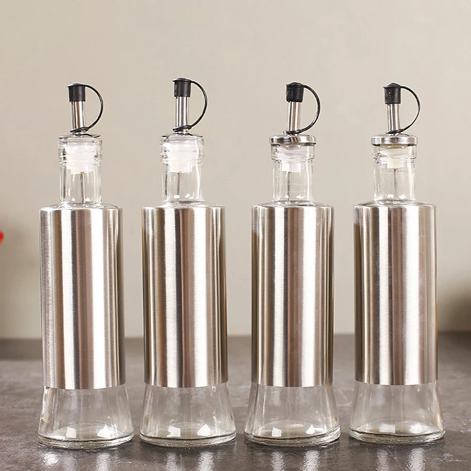 Kitchen Glass Oil Bottle Stainless Steel Leak-proof Soy Sauce Vinegar Cruet Storage Dispenser Jar Or Storage for Cooking Tools 1