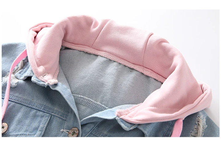 Denim com Capuz Anos Grandes Meninas Denim Jaquetas 2020 Primavera Outono Moda Crianças Outwear Jeans Cabolsa Retalhos 12 3-14 14 High Quality Mamãe e Bebê