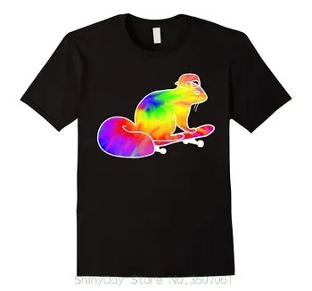 Loose Cotton T-shirts For Men Cool Tops T Shirts Squirrel Skater Skateboard Tie Dye Hippie Punk Trippy Shirt