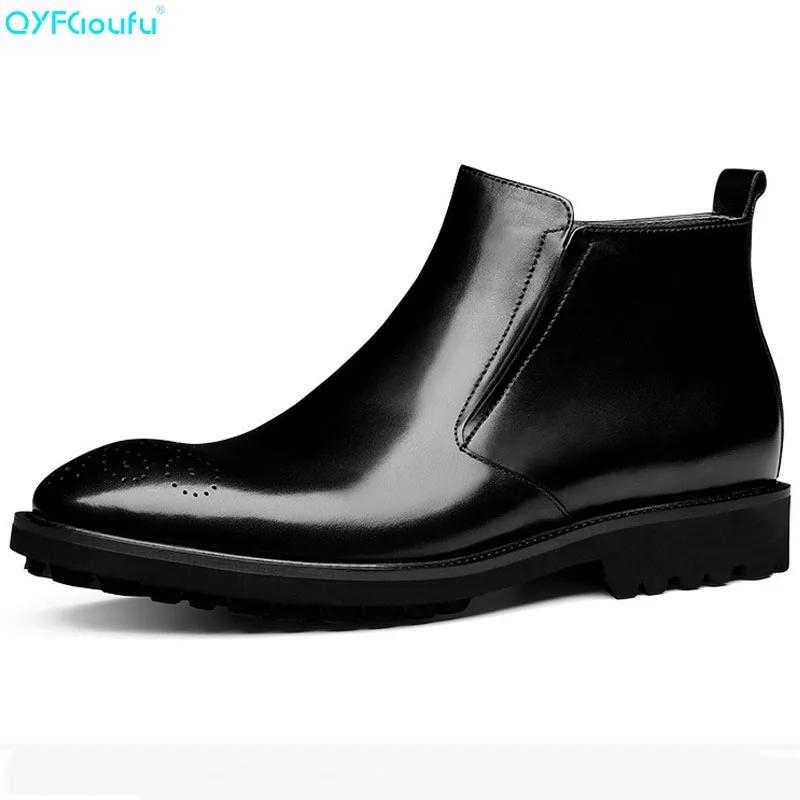 

Quality Italian Martin Brogue Men Boots Casual Black Brown Genuine Leather Ankle Boots High Top Wedding Boots Shoes