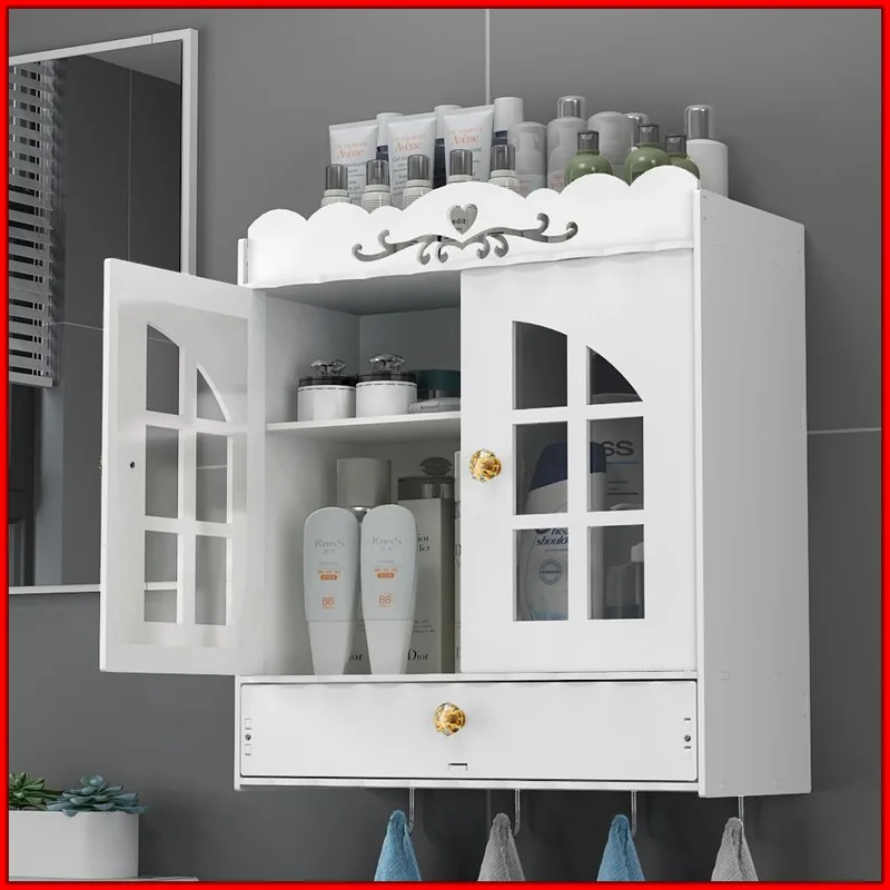 cheap Wall Mount Bathroom Cabinet Wooden Medicine Cabinet Storage Organizer With Hook