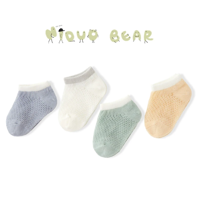 

Niduo Bear 4 Pairs Newborn Cotton infant Anti-slip socks Baby socks floor socks Boys Girls Cute Cartoon animal Baby Toddler Sock