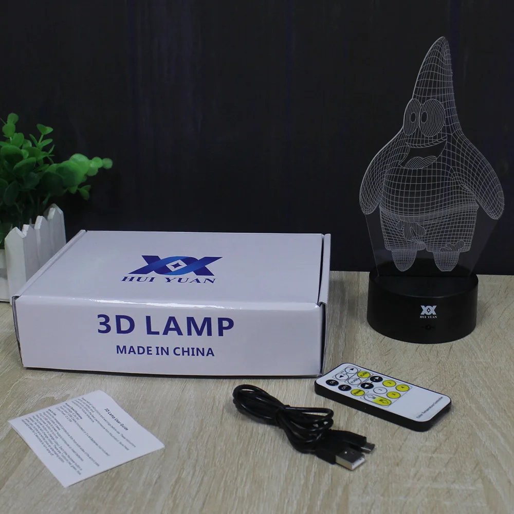 Мультфильм Патрик звезда 3D лампа Губка Боб щупальца Ночник LED Новинка украшение