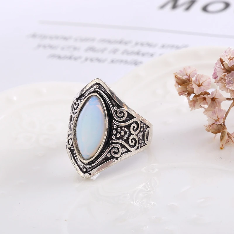Vintage Silver Big Stone Ring 8