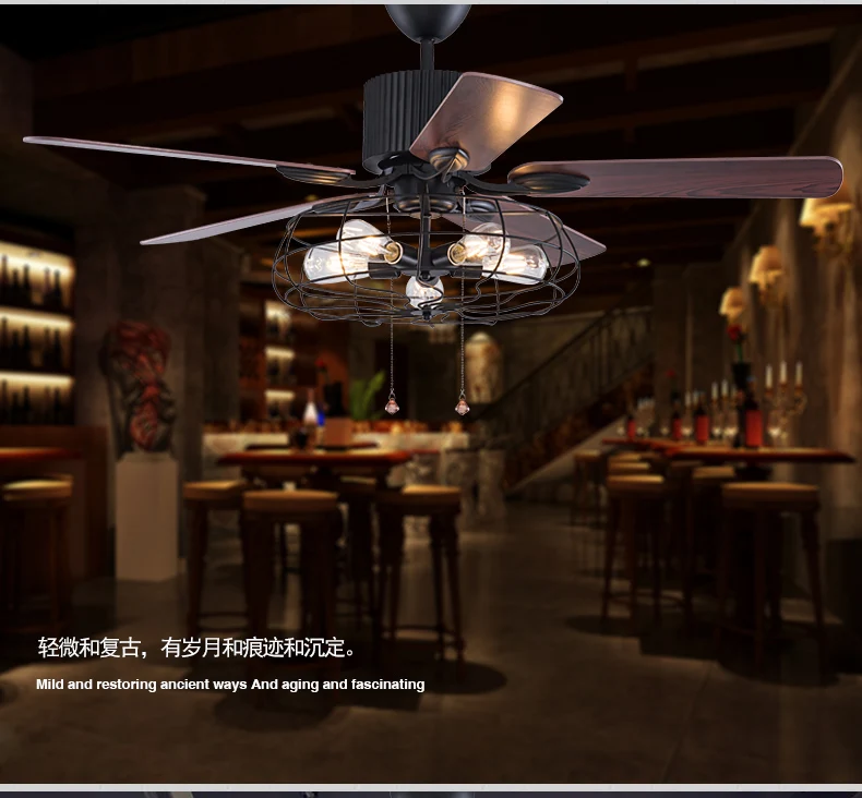 Us 326 6 Loft Industrial E27 Fan Chandelier Vintage Restaurant Quiet Home Led Remote Control Fan Chandeliers With Light In Ceiling Fans From Lights