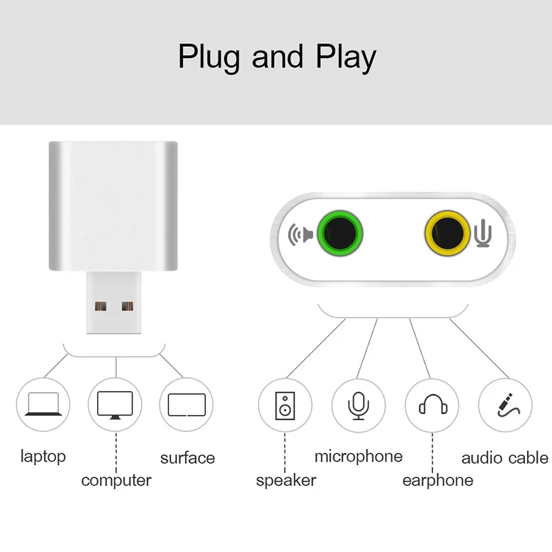 Алюминиевый USB звуковая карта hifi magic voice 7 1 канал внешний к разъему 3 5 мм наушники
