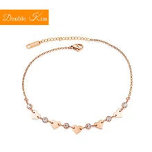 Циркон сердце любовь ножной браслет розовое золото цвет Титан Нержавеющая сталь Материал ножные браслеты Модные трендовые женские ювелирные изделия подарок