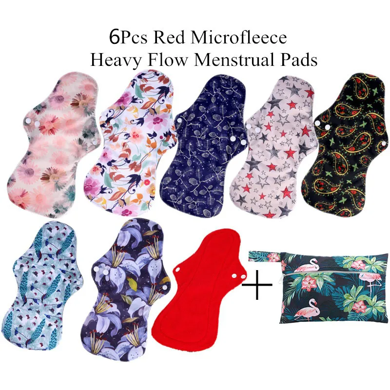 

[simfamily] 5+1 Washable Heavy Flow Pad Sets Menstrual Cloth Sanitary Pads,Including 5Pcs Pads+1Pc Mini Wet Bag,Reusable