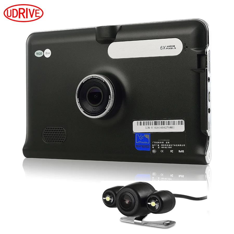 

Udricare 7 inch GPS Navigation Android GPS DVR Allwinner A33 Quad Core 16GB Dual Camera Digital Video Recorder Rear View Camera