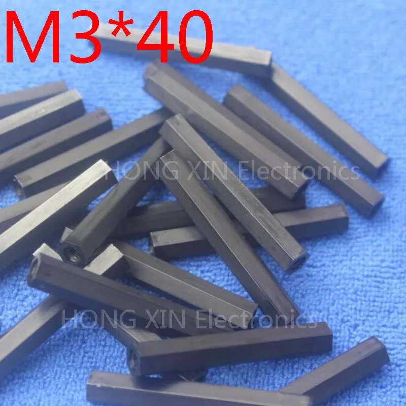

M3*40 black 1 pcs Nylon 40mm Hex Female-Female Standoff Spacer Threaded Hexagonal Spacer Plastic Standoff Spacer high-quality