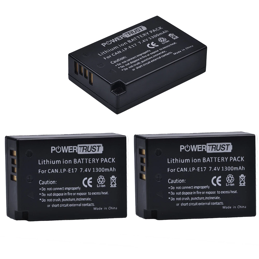 PowerTrust 3 Pack 1300mAh LP E17 LPE17 LP E17 Lithium Ion battery for Canon EOS M3 M5 750D 760D