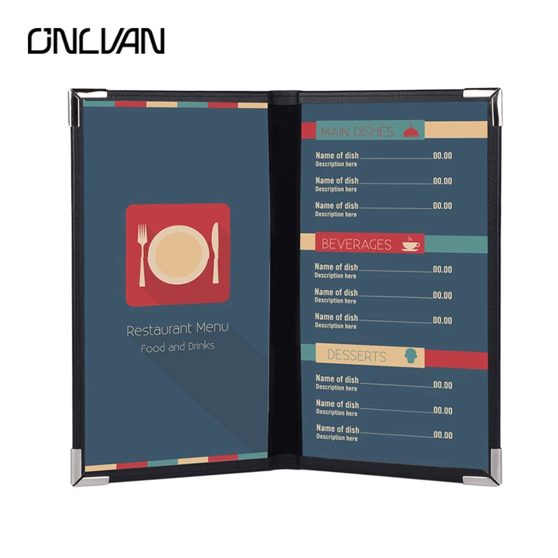 ONLVAN 10pcs Customized Menu Folder Restaurant Menu Cover PU Leather