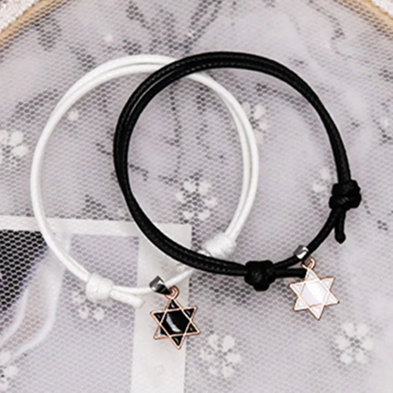 New arrival Paired Bracelets for Women and Men Couple Bracelets Black and White Rope Chain Fashion Stars Charm Bracelet New arrival Paired Bracelets for Women and Men Couple Bracelets Black and White Rope Chain Fashion Stars Charm Bracelet