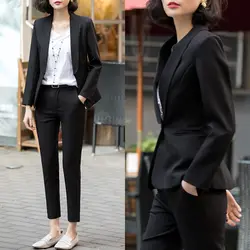 Черный маленький костюм куртка женский короткий параграф тонкий корейский Повседневный корейский деловой костюм Весенний костюм