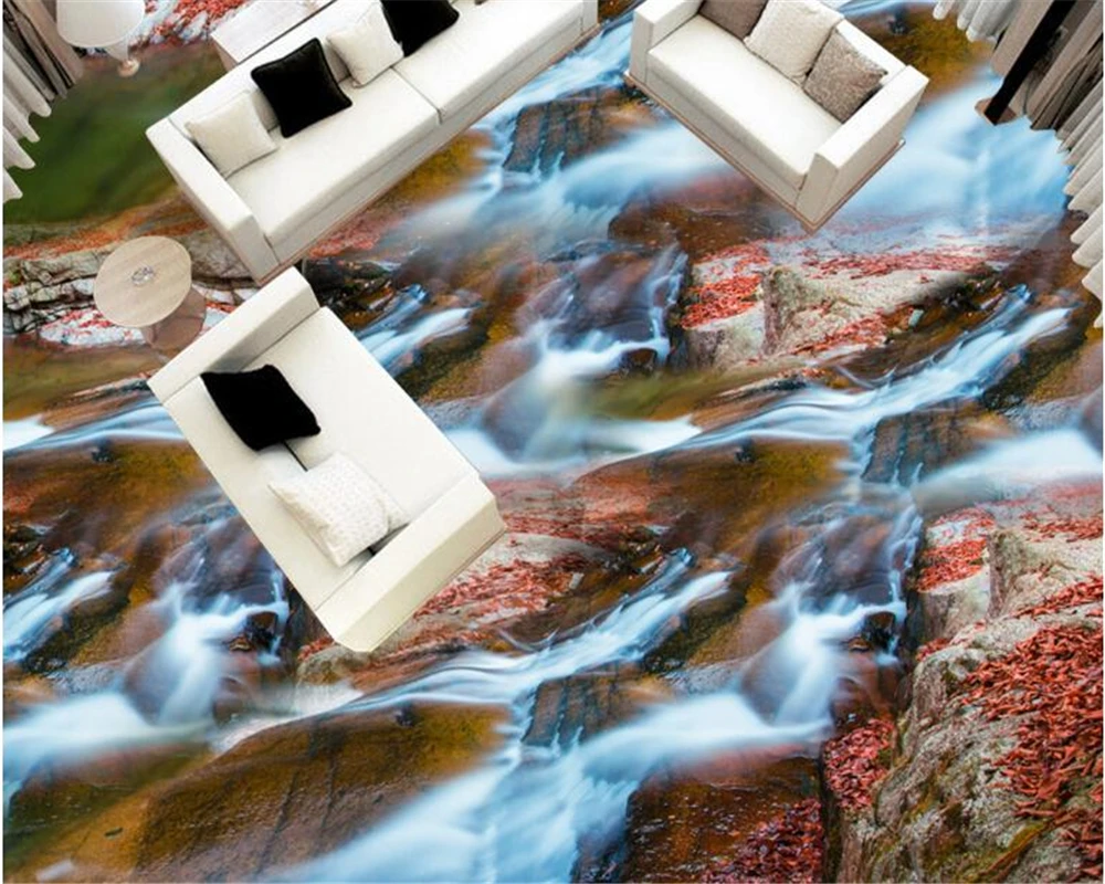 Beibehang Fashion Indah Wallpaper Creek 3d Lantai Air Aliran Gunung