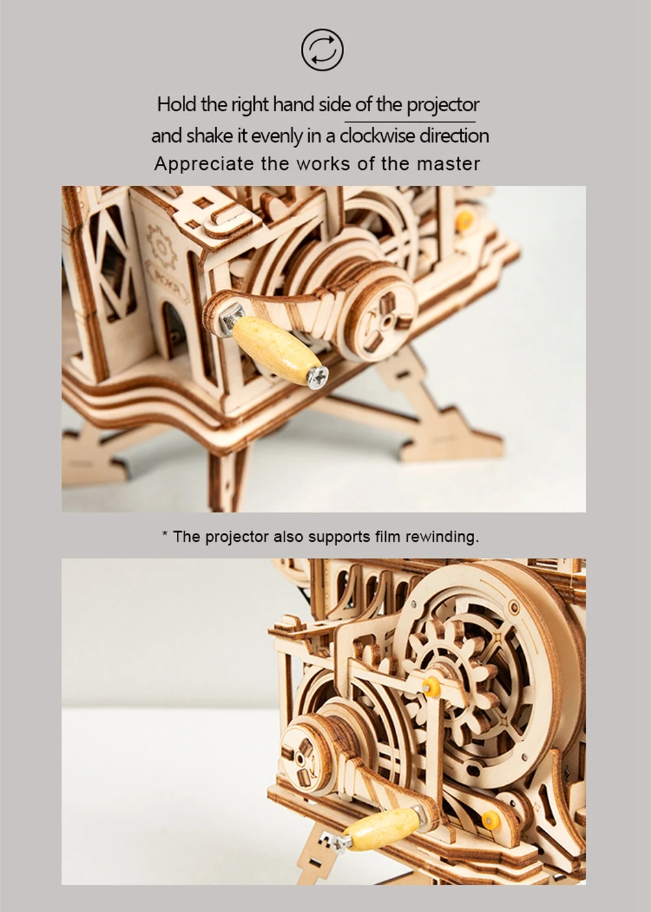 Robud Новые DIY Модели Строительные наборы механическая модель 3D деревянная головоломка фильм проектор сокровище поезд игрушки для детей LG/LK/AM