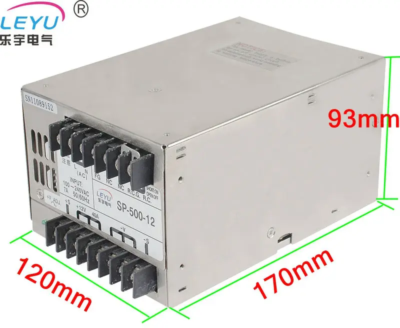 Блок питания 24 V, минимальный 20A, PFC, 100-240 v Универсальное входное напряжение без переключателя, металлический корпус